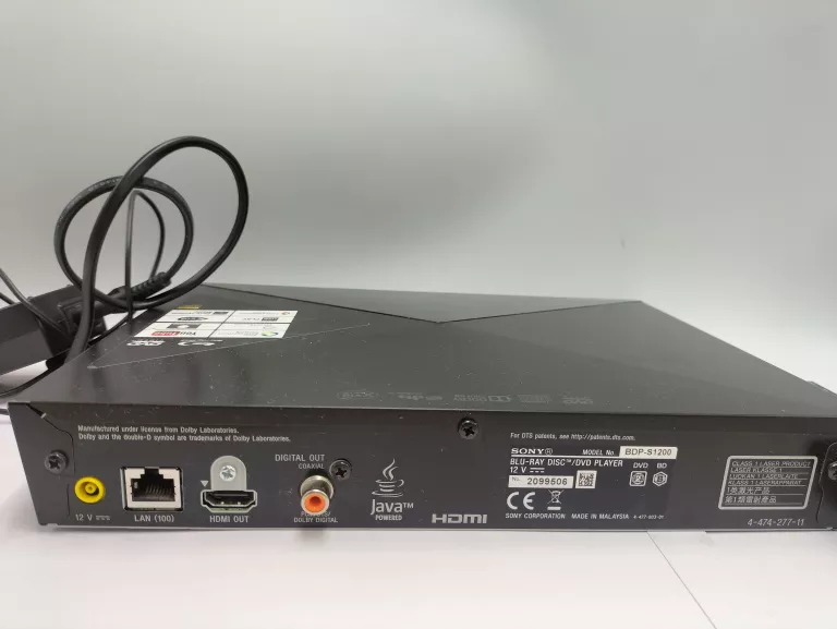 ODTWARZACZ DVD SONY PLAYER BLU-RAY/DVD BDP-S1200