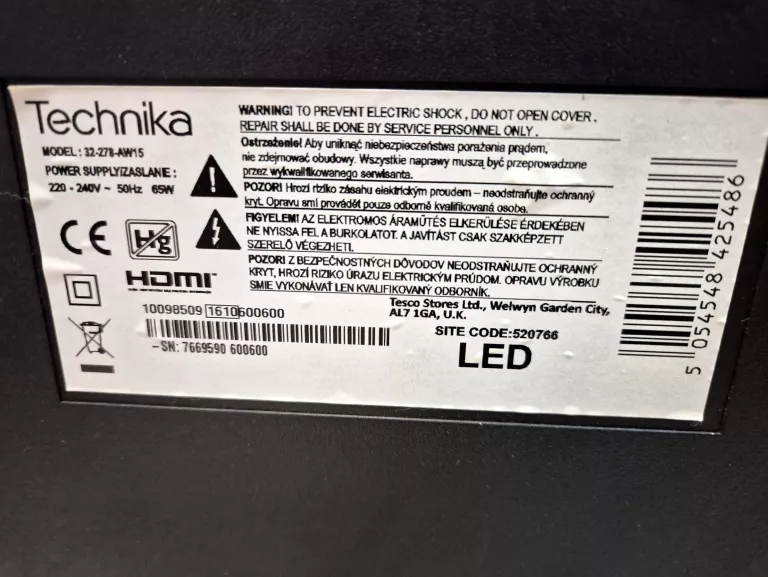TELEWIZOR LED TECHNIKA 32" HD READY CZARNY (32-278-AW15)