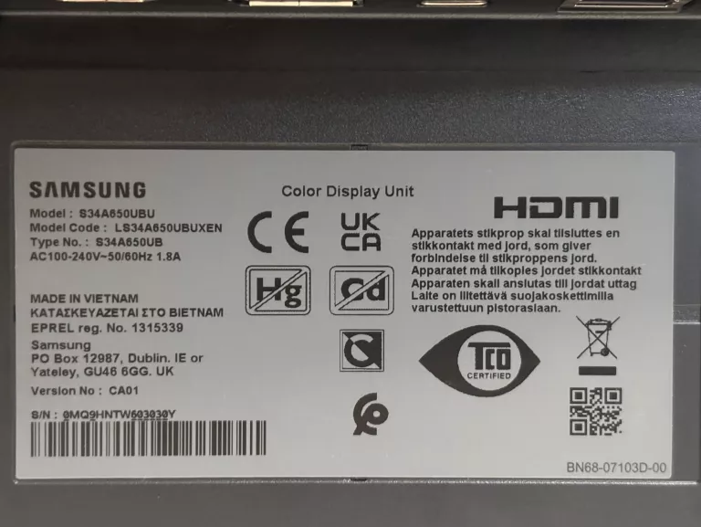 MONITOR ZAKRZYWIONY SAMSUNG VIEWFINITY S6 S34A650UXU 34" UWQHD 100HZ 5MS