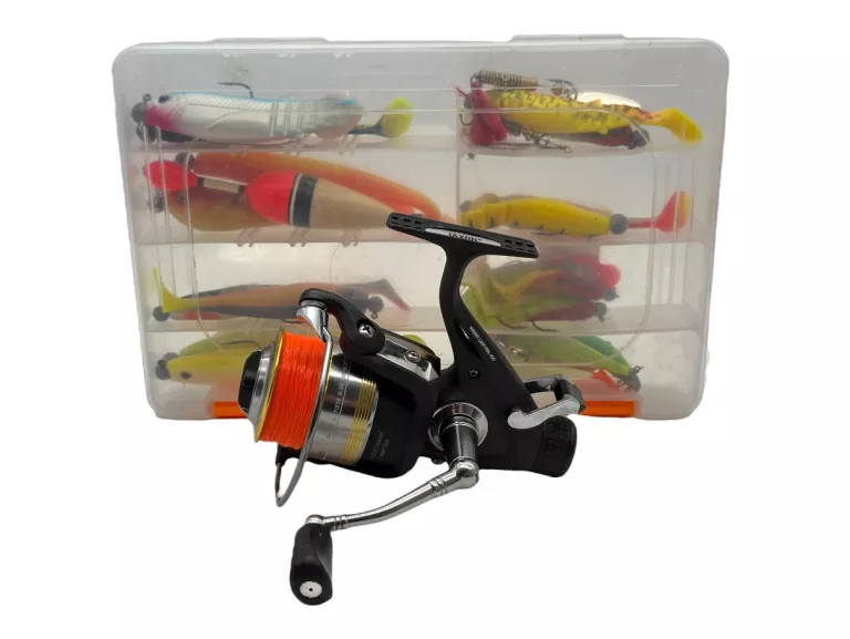 KOŁOWROTEK JAXON MAGNET CARP FRXL 400 + PRZYNĘTY WĘDKARSKIE 23 SZTUKI