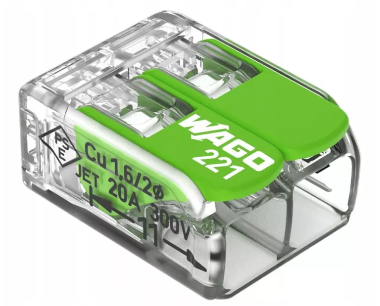 SZYBKOZŁĄCZKA WAGO 2X0,2-4MM2 221-422 UNIWERSALNA ZIELONA 100 SZT.