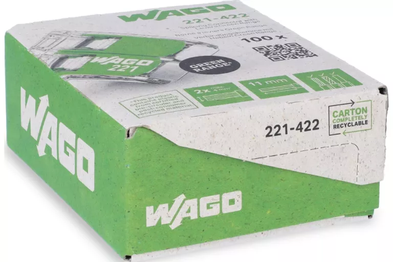 SZYBKOZŁĄCZKA WAGO 2X0,2-4MM2 221-422 UNIWERSALNA ZIELONA 100 SZT.