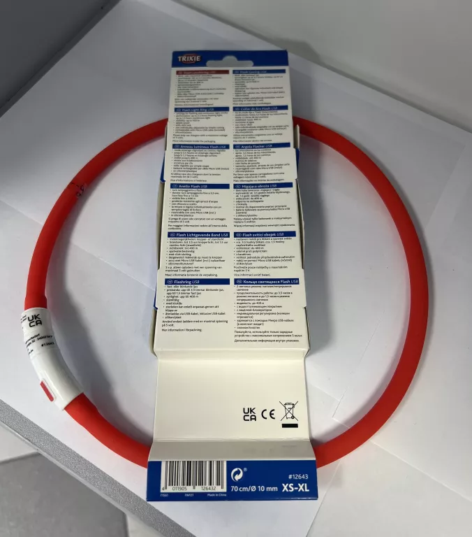 TRIXIE ŚWIECĄCA OBROŻA LED 10-70 CM CZERWONA XS-XL