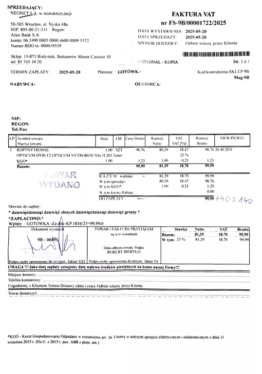 TUNER DEKODER DVB-T2 OPTICUM NYTROBOX NSE H.265 HEVC