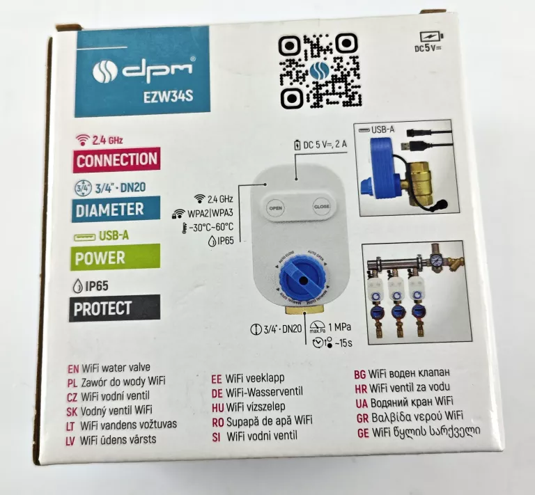 ZAWÓR KULOWY WODY WIFI TUYA AUTOMATYCZNY DO RUR DN20 3/4" USB IP65