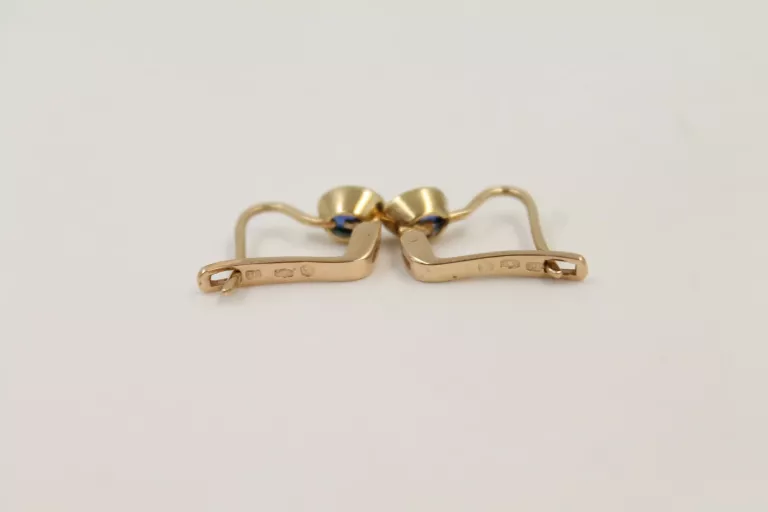 ŚLICZNE, ZŁOTE KOLCZYKI Z FIOLETOWYMI KAMIENIAMI 585