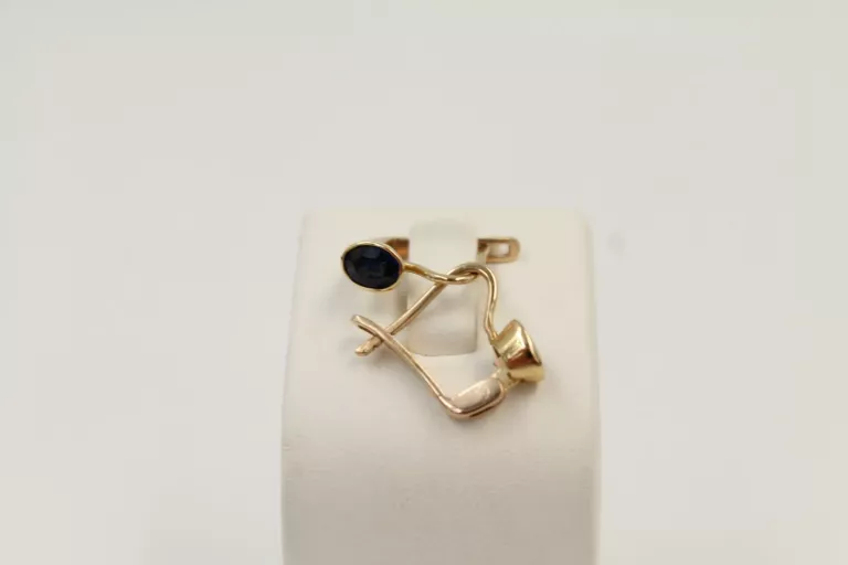 ŚLICZNE, ZŁOTE KOLCZYKI Z FIOLETOWYMI KAMIENIAMI 585