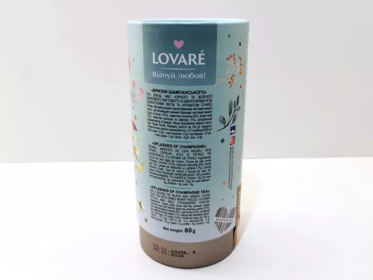 LOVARE HERBATA CZARNA I ZIELONA MIX CHAMPAG SPLASHES 80G