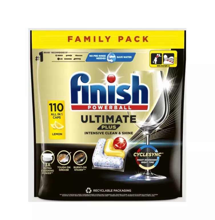 KAPSUŁKI DO ZMYWARKI FINISH POWERBALL ULTIMATE PLUS ALL IN 1 - 110 SZT.