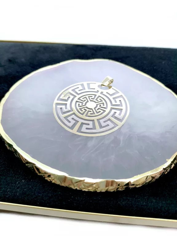 PIĘKNA ZŁOTA ZAWIESZKA W GRECKI STYLU Z BIAŁYM ZŁOTEM P585 3,09G