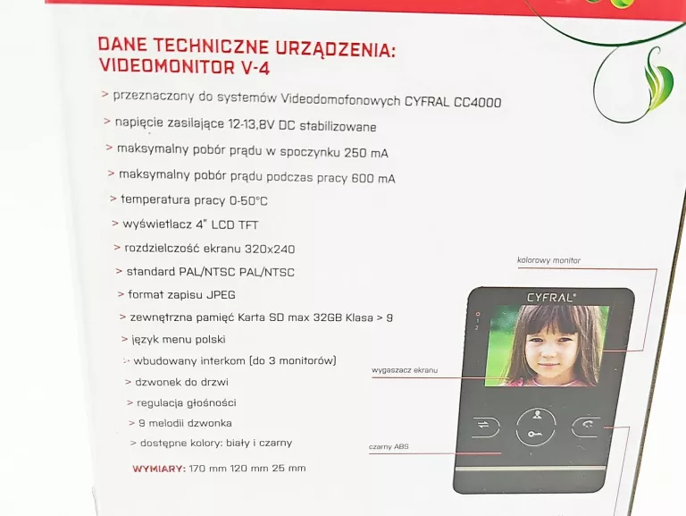 JAK NOWY VIDEOMONITOR V4 CYFRAL KOMPLET