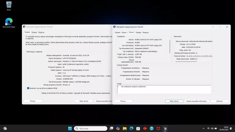 LAPTOP HP VICTUS 16 RYZEN 7-8845HS 16GB 512GB SSD M.2 WIN11 RTX4070 165HZ