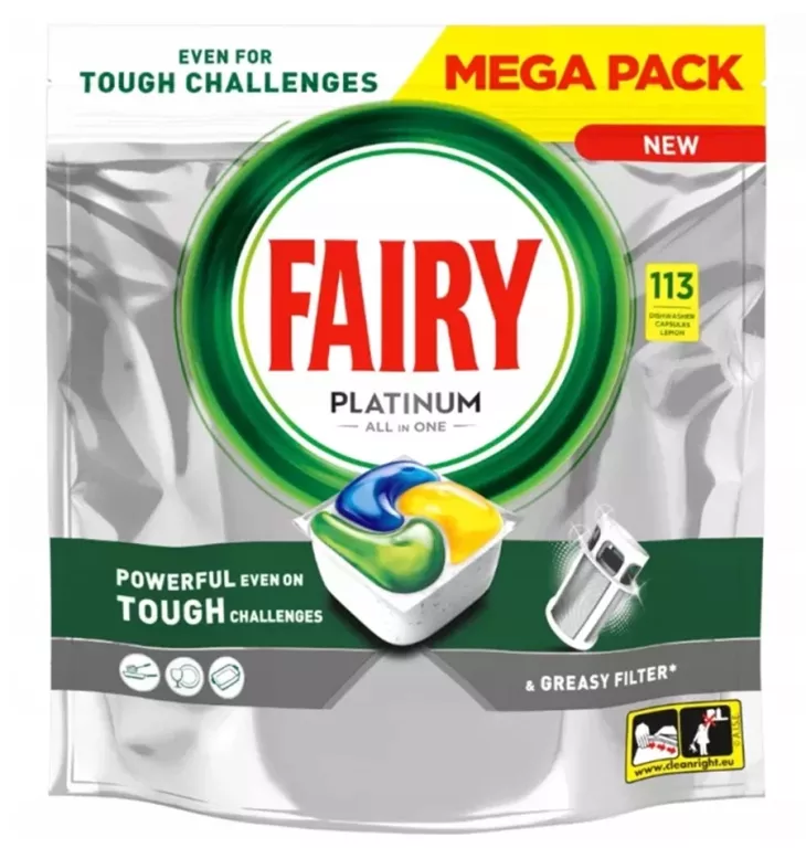 FAIRY PLATINUM YELLOW LEMON 113 SZT KAPSUŁKI TABLETKI DO ZMYWARKI