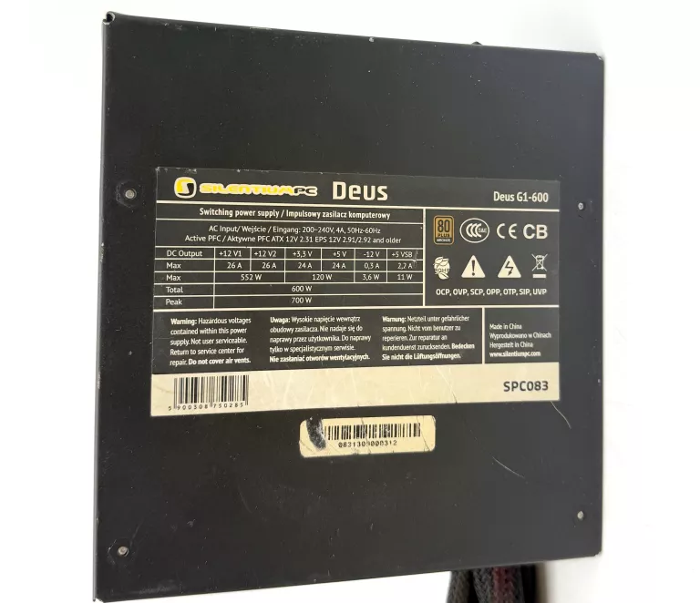 ZASILACZ SILENTIUM PC DEUS G1-600, 600 W, 80+BRONZE
