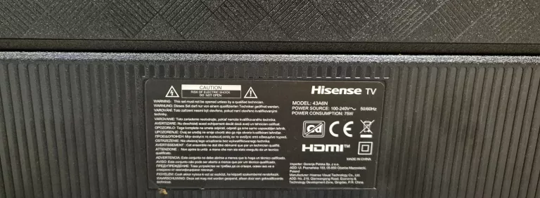 TELEWIZOR HISENSE 43A6N 43 CALE LED 4K UHD HDR10 | PUDEŁKO