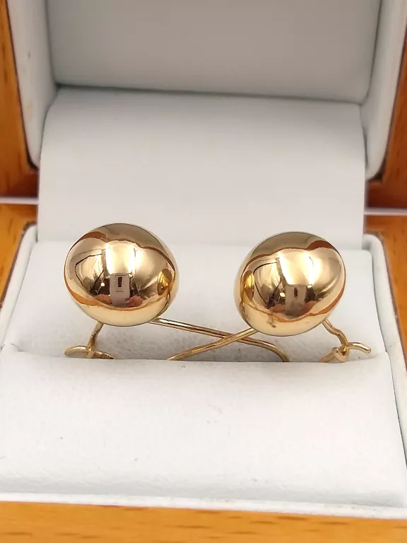 ZŁOTE KOLCZYKI NA BIGLU KULE 585 DŁ.25MM 4,50G