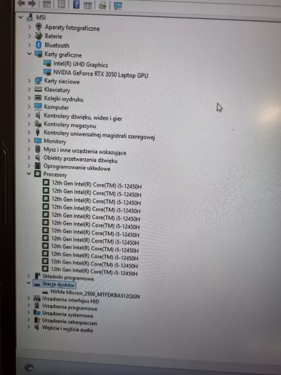 LAPTOP MSI KATANA 17 / I5-12450H / RTX 3050 / 16GB / 512GB - OKAZJA!