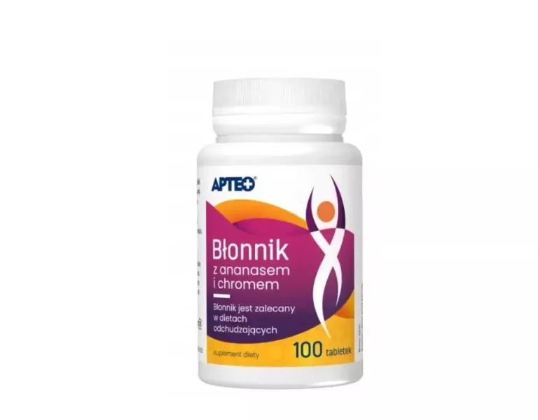 BŁONNIK Z ANANASEM I CHROMEM APTEO, 100 TABLETEK 03/2026
