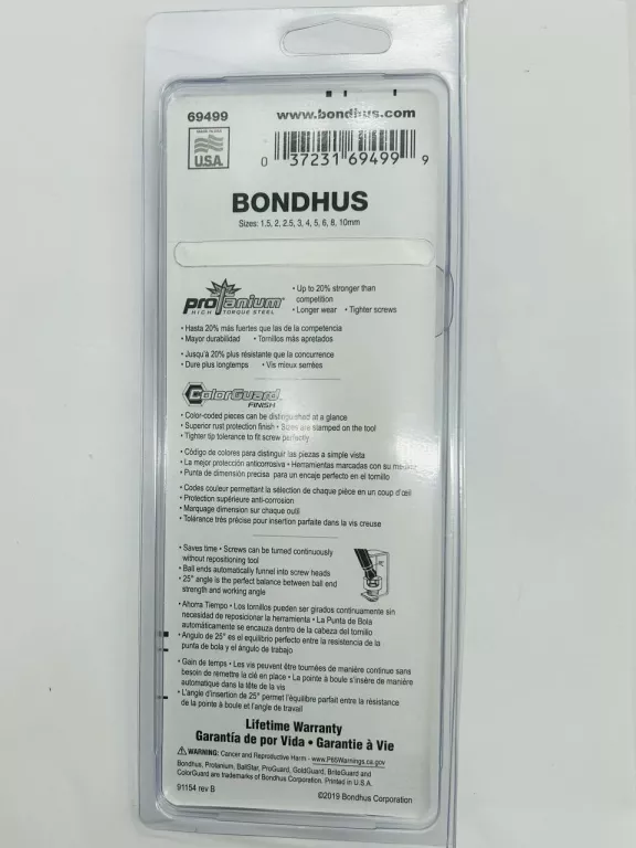ZESTAW KLUCZY IMBUSOWYCH BONDHUS 1,5-10 MM