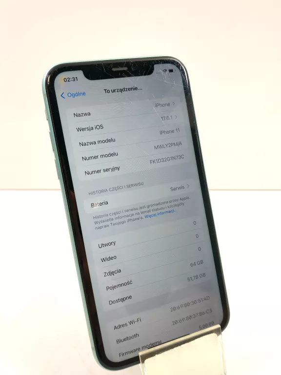 TELEFON SMARTFON APPLE IPHONE 11 4 GB / 64 GB 4G BAT SERWIS 71%