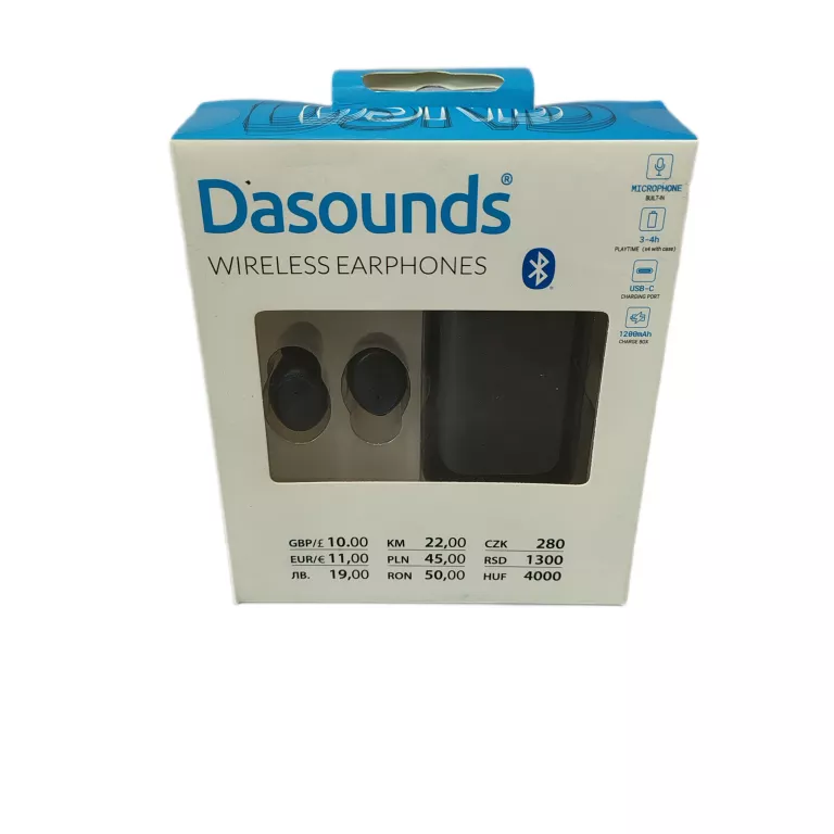 SŁUCHAWKI DASOUNDS EARPHONES BEZPRZEWODOWE DOUSZNE CZARNE