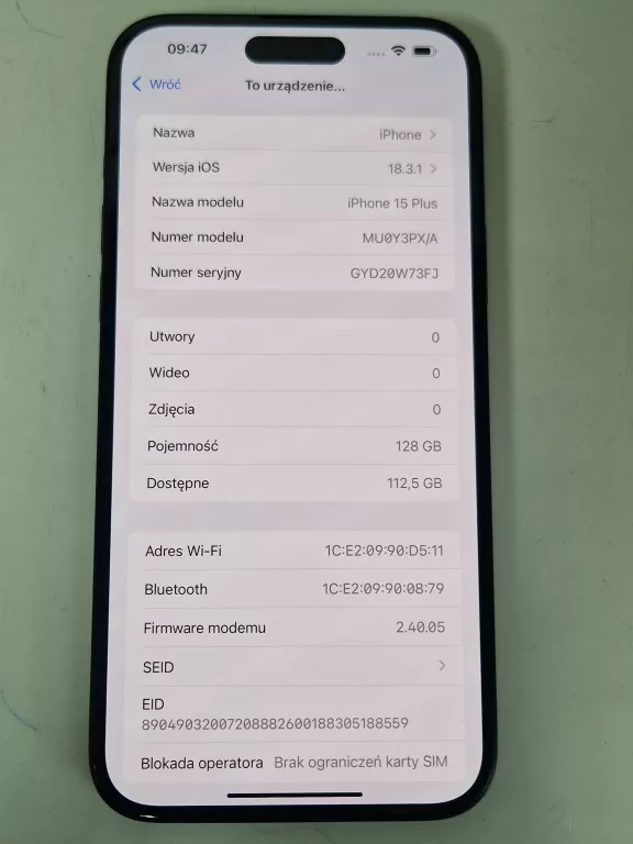 TELEFON IPHONE 15 PLUS 128GB 100%