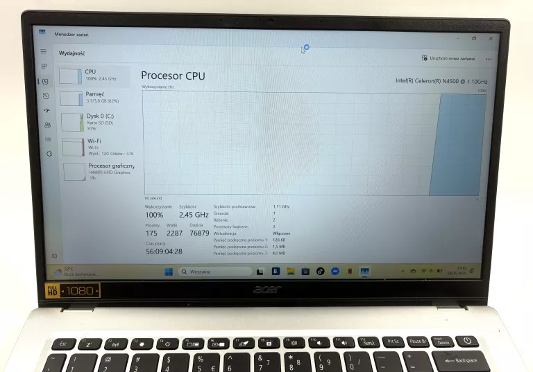 LAPTOP ACER SWIFT SF114-34, WIN 11HOME, INTEL CELERON