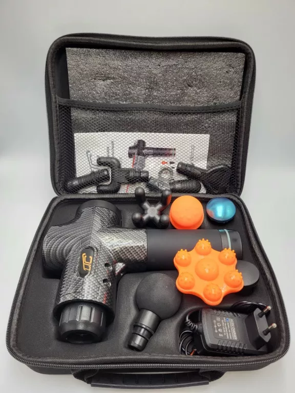 MASAŻER PISTOLET LTC Z 10 KOŃCÓWKAMI CZARNY/KARBON