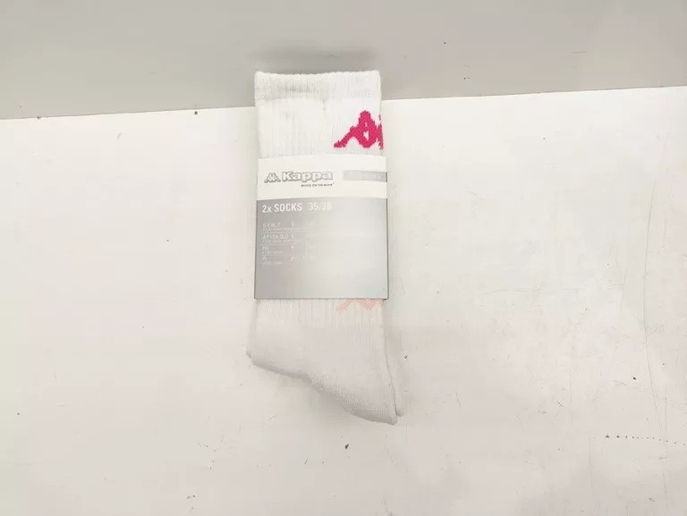 SKARPETKI BIAŁE KAPPA 2 - PACK Z RÓŻOWYMI NAPISAMI R.35-38