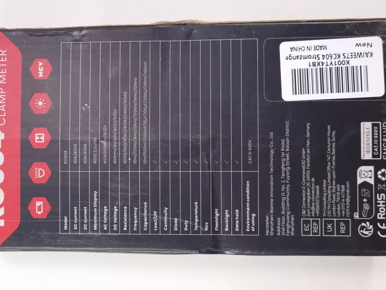 MIERNIK CĘGOWY PRĄDU DC/AC AMPEROMIERZ AUTOMATYCZNY ZAKRES KAIWEETS KC604