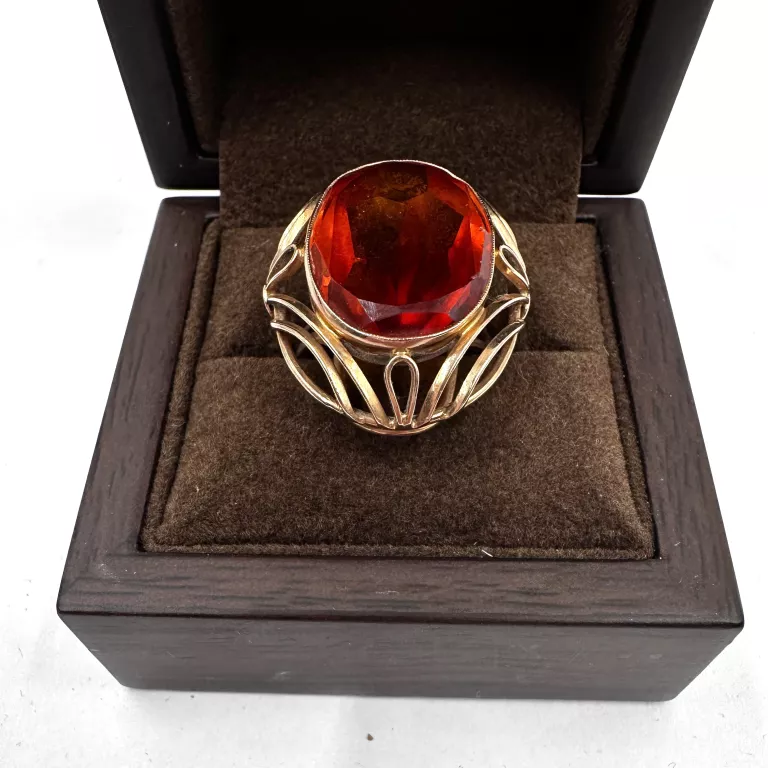 ZJAWISKOWY ZŁOTY PIERŚCIONEK Z KAMIENIEM 12,08G 585