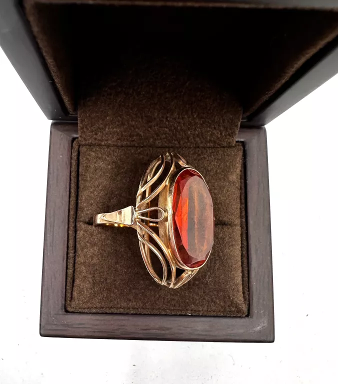 ZJAWISKOWY ZŁOTY PIERŚCIONEK Z KAMIENIEM 12,08G 585