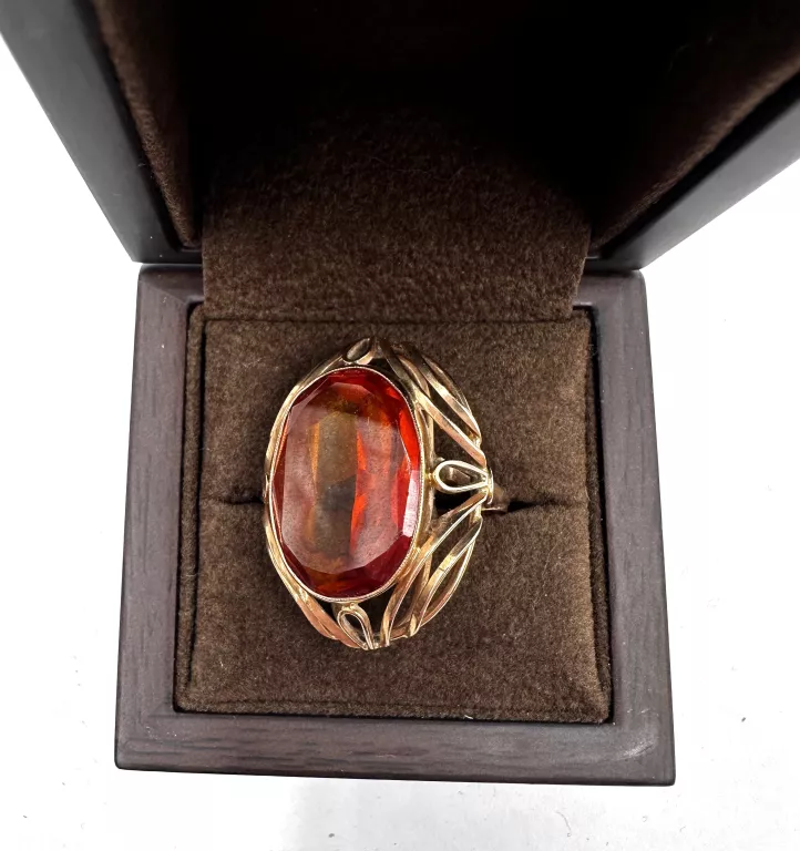 ZJAWISKOWY ZŁOTY PIERŚCIONEK Z KAMIENIEM 12,08G 585