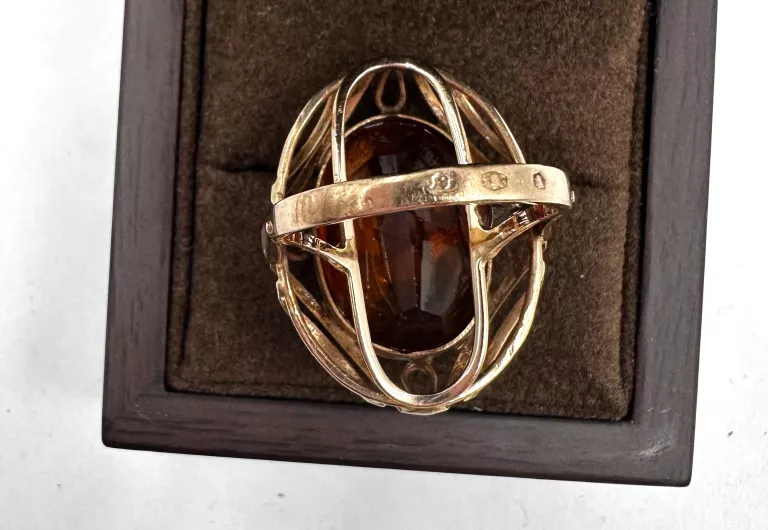 ZJAWISKOWY ZŁOTY PIERŚCIONEK Z KAMIENIEM 12,08G 585