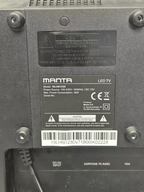 TELEWIZOR MANTA 19LHN123D 19' KOMPLET