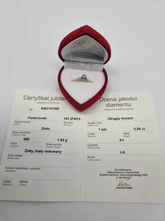 PIERŚCIONEK 585 1,92G 0,06CT P1 I-K 13"