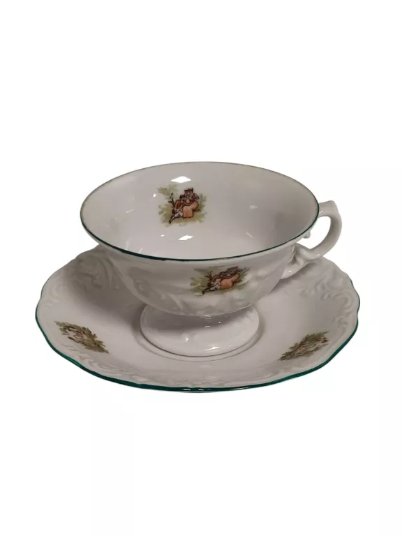 ZESTAW PORCELANY PORCELANA WAŁBRZYCH 6 FILIŻANEK + 6 TALERZYKÓW