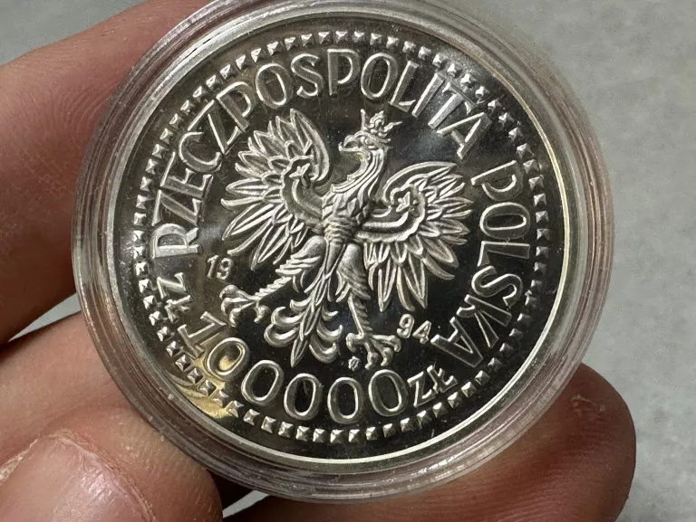 MONETA 50 ROCZNICA POWSTANIA WARSZAWSKIEGO 1994 100000 ZŁ 16,50 G AG900