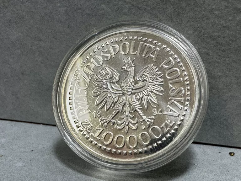 MONETA 50 ROCZNICA POWSTANIA WARSZAWSKIEGO 1994 100000 ZŁ 16,50 G AG900