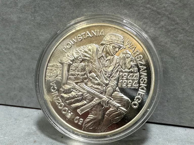 MONETA 50 ROCZNICA POWSTANIA WARSZAWSKIEGO 1994 100000 ZŁ 16,50 G AG900