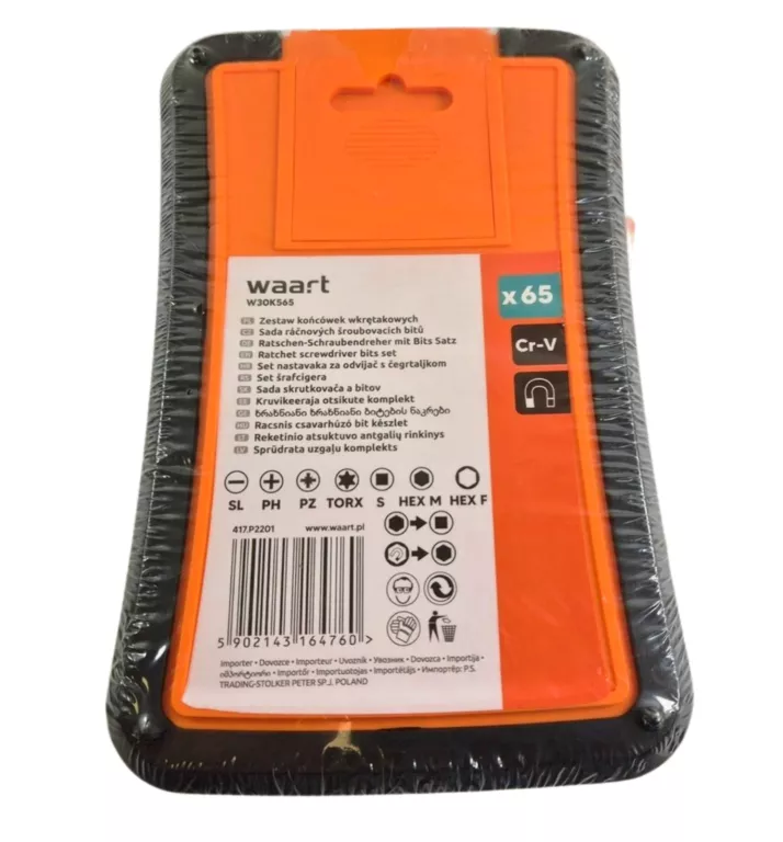 ZESTAW WKRĘTAKÓW Z BITAMI I NASADKAMI 1/4" CRV S2 PH PZ HEX 65 ELEMENTÓW