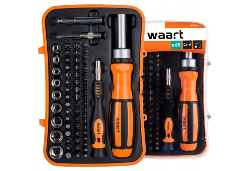 ZESTAW WKRĘTAKÓW Z BITAMI I NASADKAMI 1/4" CRV S2 PH PZ HEX 65 ELEMENTÓW