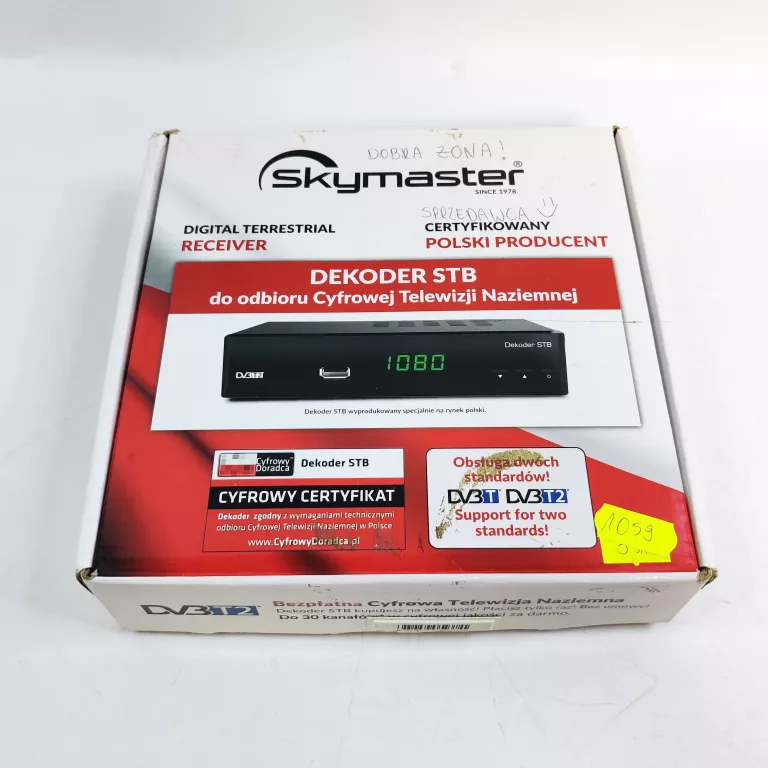 DEKODER DVBT2 SKYMASTER STB HD N6 / KOMPLET Z PAPIERAMI + PARAGON