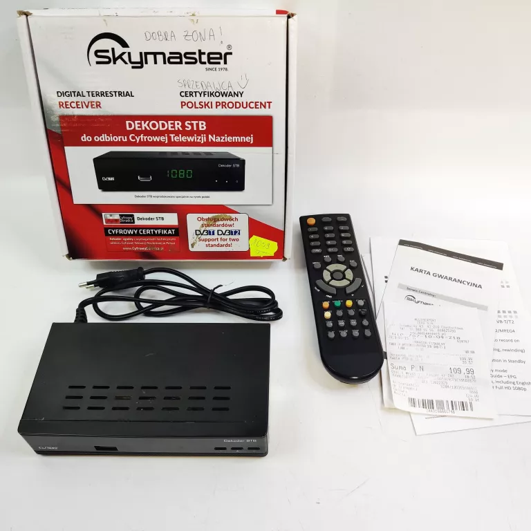 DEKODER DVBT2 SKYMASTER STB HD N6 / KOMPLET Z PAPIERAMI + PARAGON