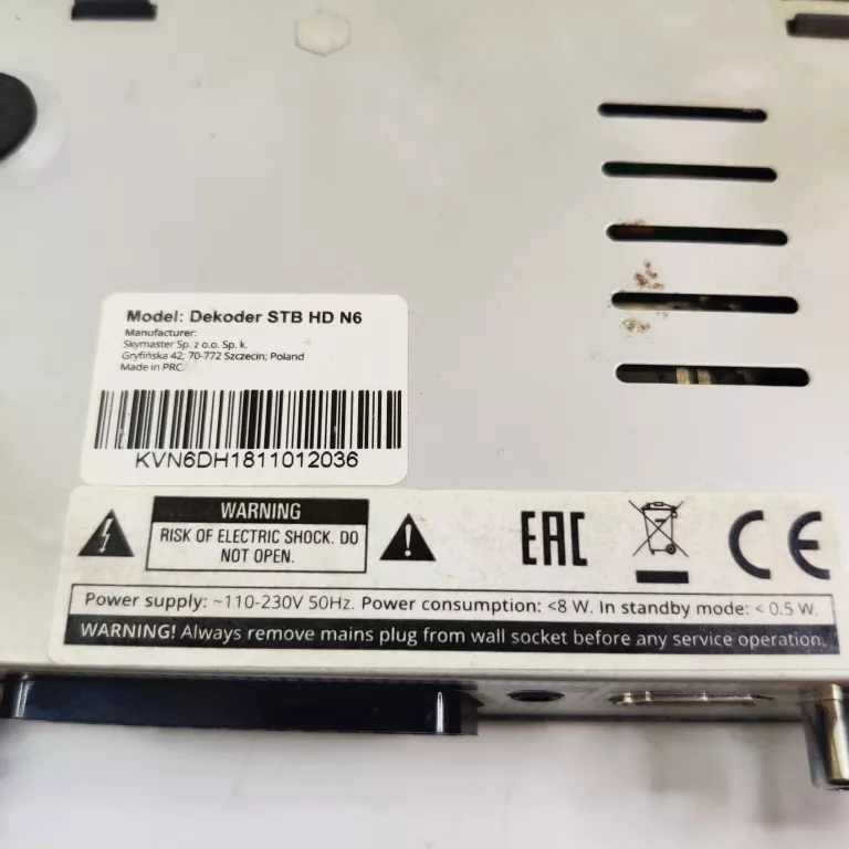 DEKODER DVBT2 SKYMASTER STB HD N6 / KOMPLET Z PAPIERAMI + PARAGON