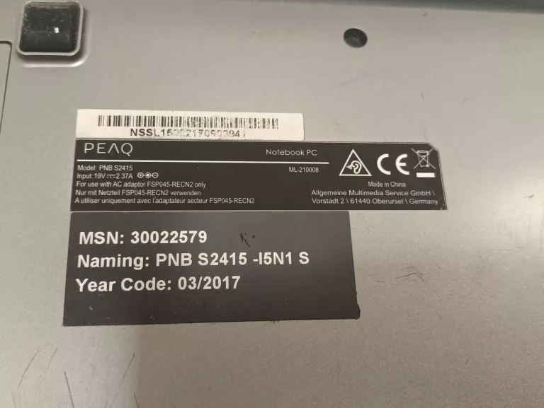 LAPTOP PEAQ PNB S2415 I5/1TB+128GB/8GB/WIN 10
