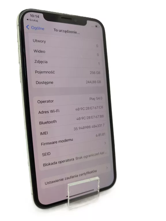 APPLE IPHONE X 256GB SILVER SREBRNY