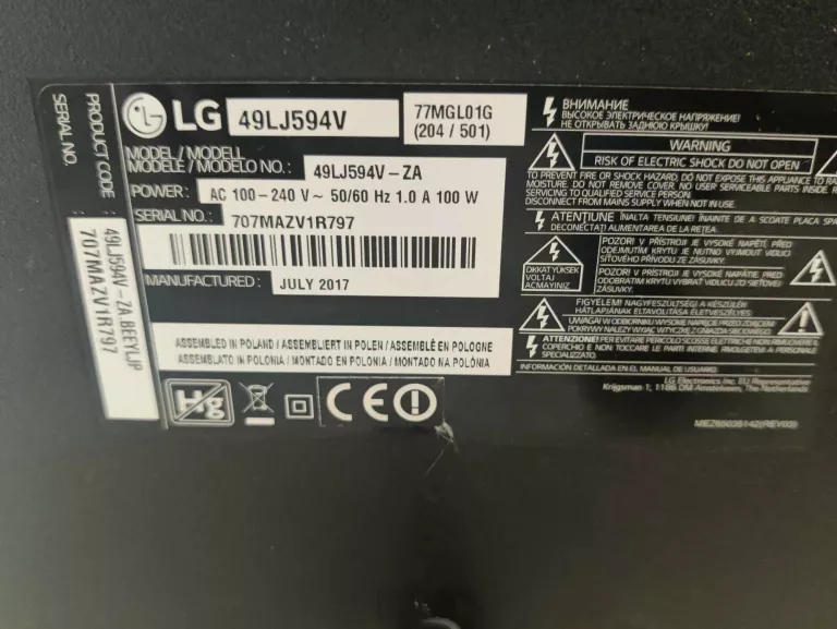 TELEWIZOR LG 49LJ594V 49" SMART TV FULL HD