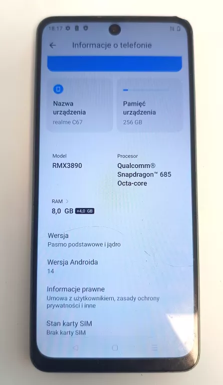 TELEFON REALME C67 8/256GB OPIS!