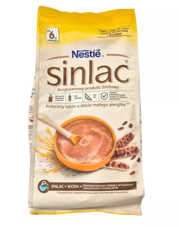 NESTLE SINLAC BEZGLUTENOWA KASZKA ZBOŻOWA 500 G 6+